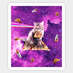 Outer Space Pizza Cat - Rainbow Laser, Taco, Burrito Sticker